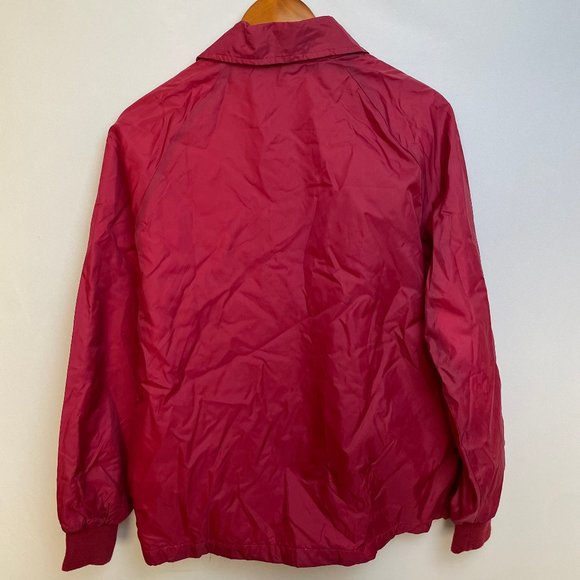 Vintage 80s Briarcliff Mens Nylon Windbreaker Jacket Size M Red Snap Lined - Picture 10 of 12